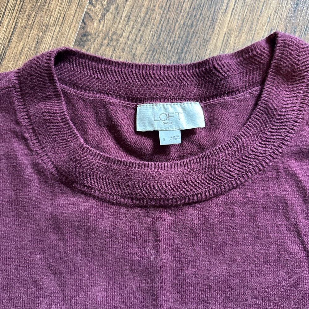LOFT Crewneck Sweater in Plum